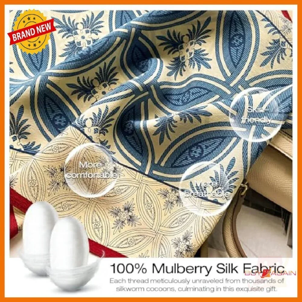 Luxury Mulberry Silk Scarf Long Lightweight Travel Wraps Anti-Wrinkle